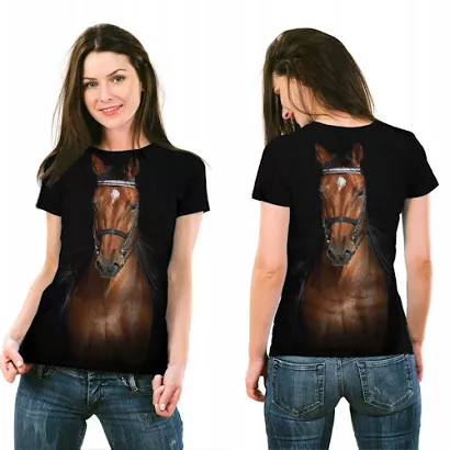 Koszulka T-shirt 3D w konie FULL PRINT