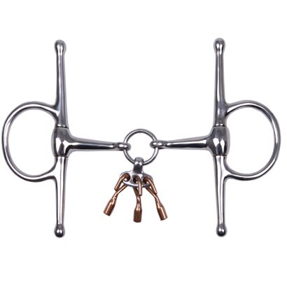 0 Wędzidło oliwkowe z wąsami pełne z zabawką miedzianą STALLION-L  stal nierdzewna / 15236