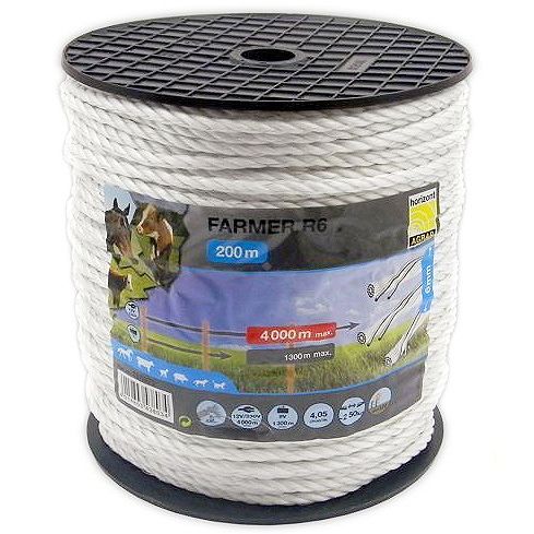 Plecionka do ogrodzenia elektrycznego HORIZONT ROLOS Farmer R6, 200m x Ø6mm / 153372 