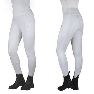 Children's Competition Riding Breeches -  Leggings  NOVA Full Silicone Seat White - 2