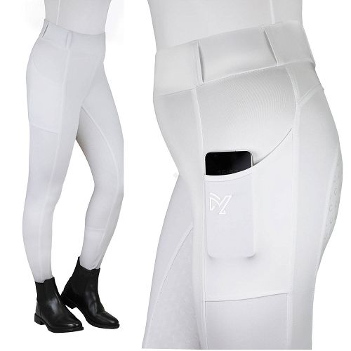 Children's Competition Riding Breeches -  Leggings  NOVA Full Silicone Seat White