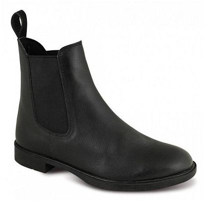 Leather Pull-On Jodhpur Boots  RIDER Black