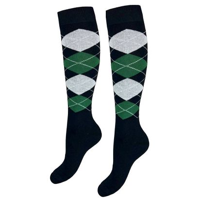 Riding Socks -Y Diamond Black-dark green-grey / 3003