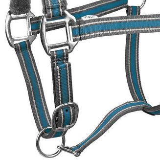 Kantar taśmowy z uwiązem Y Calipso podszyty futerkiem, popiel-niebieski / 0329 - 3