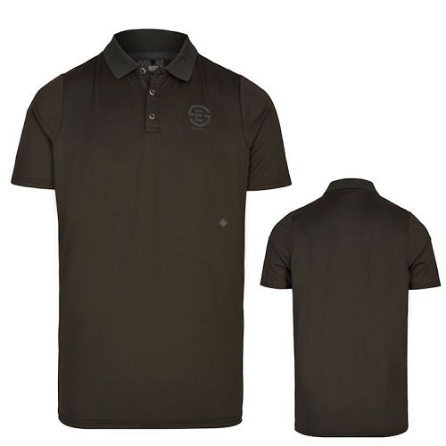 Techniczna koszulka jeździecka z kołnierzykiem, z siateczki, na lato, krótki rękaw. Kolor grafitowy - deep grey.