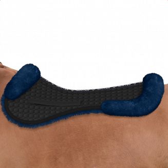 Podkładka pod siodło, skokowa MATTES  z futra medycznego czarna bawełna, futro royal blue