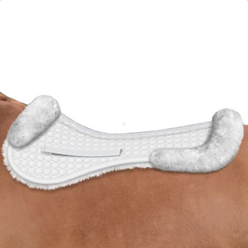 Podkładka pod siodło, skokowa MATTES  z futra medycznego biała