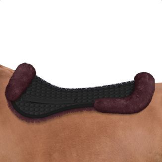 Podkładka pod siodło, wszechstronna MATTES  z futra medycznego, czarna bawełna, futro blackberry