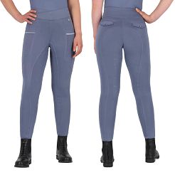 Women’s Riding Breeches – Leggings QHP Aubree, Full Silicone Seat Color: Misty Blue