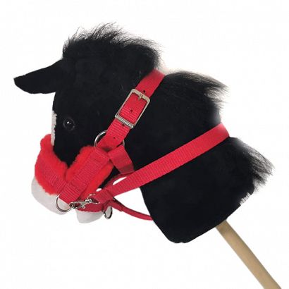 Halter-bridle HOBBY HORSE, lined with fur, with reins, red