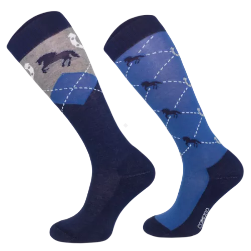Horse Knee High Socks Caro Horse Horseshoe / SJBW 47