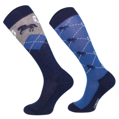 Podkolanówki jeździeckie Caro Horse Shoe niebieskie / SJBW 47