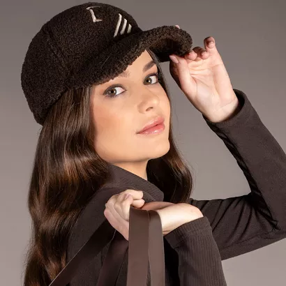 Faux-Fur Baseball Cap LAURIA GARRELLI Arezzo Dark Brown / 15386