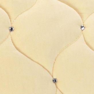 Wprzecięciach pikowania z tyłu czapraka po obu stronach małe błyszczące kryształki nadające czaprakowi niezwykłego szyku.