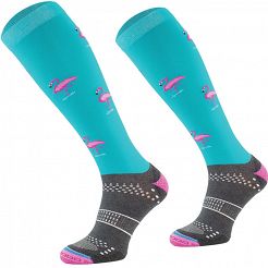 Podkolanówki jeździeckie SJMT 21 Techniczne,  Flamingi, Turquoise