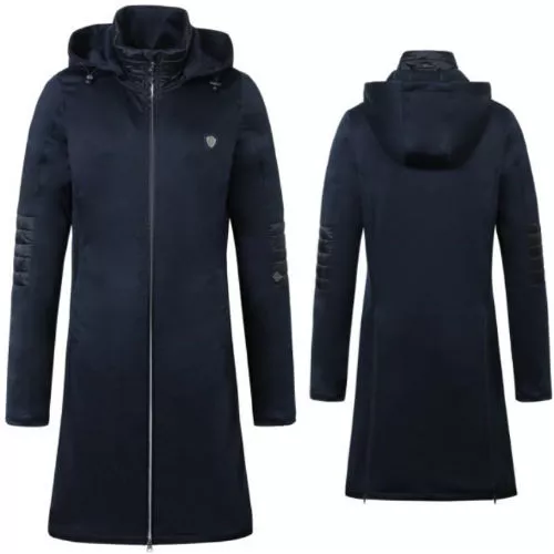 Płaszcz jeździecki, damski COVALLIERO, z kapturem, softshellowy, Wiosna - Lato 2022 - kolor granatowy - dark navy
