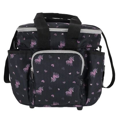 Grooming Bag QHP Lize Black with Purple Unicorns/ 5604