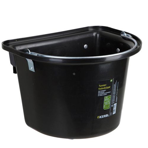 Plastic Feed Manger KERBL with Hanging Bracket and Hooks – black 12 l / 32875