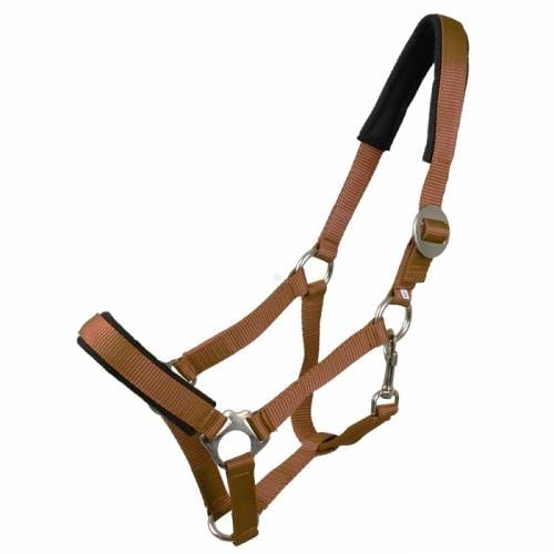 Padded tape halter MUSTANG 45 brown / 0002