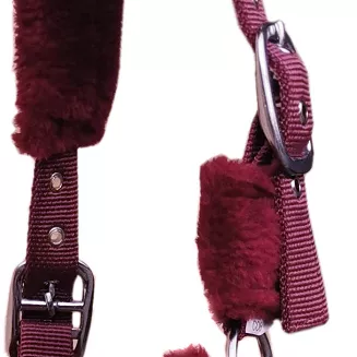 Halter lined with fur  HE HORSENJOY Cuddly, burgundy - 4