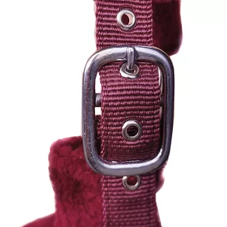 Halter lined with fur  HE HORSENJOY Cuddly, burgundy - 5
