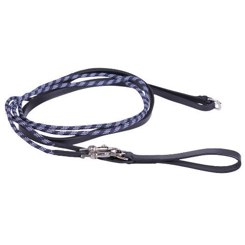 QHP Czarna wodza Luxury, skórzano - sznurkowa / 1687 - granatowa