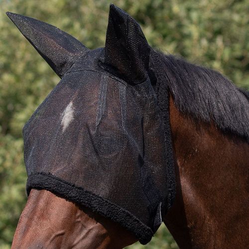 Ochrona głowy konia przed muchami, z gęstej siatki, kolor siatki czarny