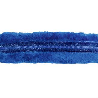 HKM Kantar taśmowy podszywany futerkiem GLITTER / 8876 - chabrowy