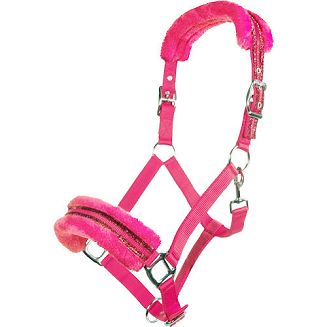 HKM Kantar taśmowy podszywany futerkiem GLITTER / 8876 kolor różowy