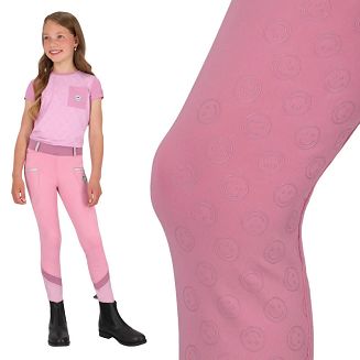 Bryczesy wyposażono w pełny silikonowy lej z motywem uśmiechniętych buziek