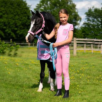 Girls’ Riding Breeches – Leggings QHP Rosalynn, Full Silicone Seat Cherry Pink / 8915 - 7