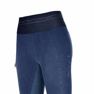 PIKEUR Bryczesy - leginsy damskie IVANA JEANS Grip Athleisure z pełnym silikonowym lejem, kolekcja Jesień - Zima 2019/20 / 1468 - niebieski jeans