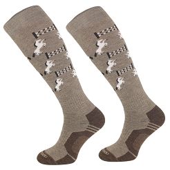 Podkolanówki jeździeckie  z wełną merynosa - Dark Beige / SJWZ 20