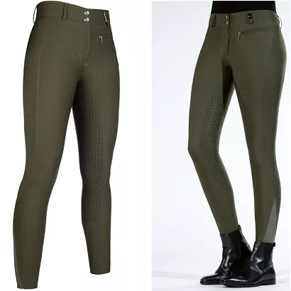 Bryczesy damskie HKM Lea z pełnym silikonowym lejem, deep green/ 12975