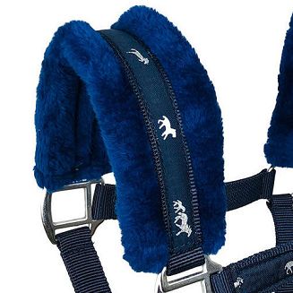 Horses halter SOFTY lined with fur - navy blue - 2