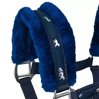 Horses halter SOFTY lined with fur - navy blue - 2