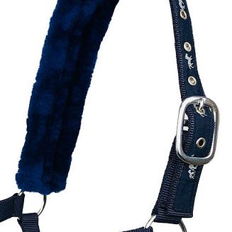 Horses halter SOFTY lined with fur - navy blue - 3
