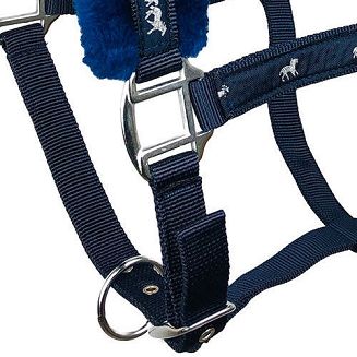 Horses halter SOFTY lined with fur - navy blue - 4