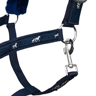 Horses halter SOFTY lined with fur - navy blue - 5