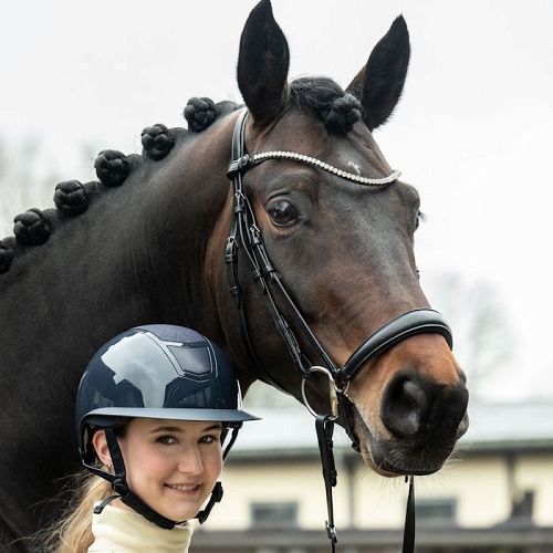 Riding helmet HKM Shiny Diamond, Deep Blue VG1 / 137019