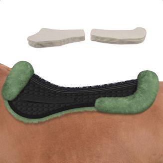 Podkładka korekcyjna pod siodło wszechstronne MATTES  z futra medycznego kolor bawełny czarny, futro mint