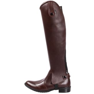 CAVALLINO Czapsy oficerkowe skórzane z elastyczną wstawką / 0452  brązowe