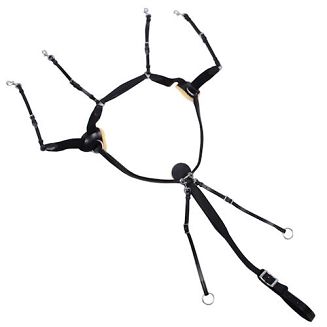 Napierśnik skokowy z wytokiem DAW-MAG skórzany, czteropunktowy  / 13051  Kolor czarny