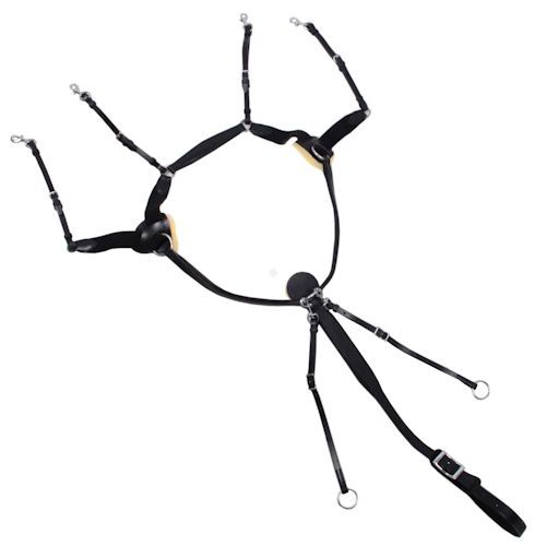 Napierśnik skokowy z wytokiem DAW-MAG skórzany, czteropunktowy  / 13051  Kolor czarny