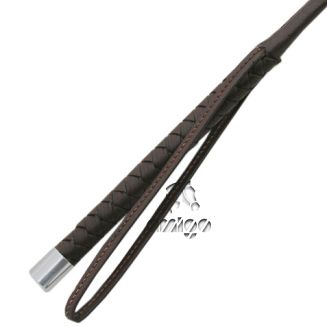 PRZYBYLSKI Bat ujeżdżeniowy skórzany z plecioną rączką i metalowym okuciem / B07  45 kolor brązowy