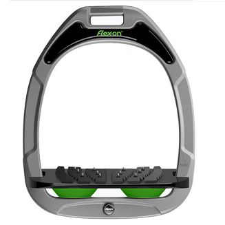 Strzemiona FLEX-ON Green Composite / Inclinet Ultra Grip - czarna skośna wkładka z bieżnikiem z kolcami / kolor ramki Grey - szary / elastomery Green - zielone
