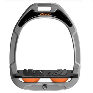 Strzemiona FLEX-ON Green Composite / Inclinet Ultra Grip - czarna skośna wkładka z bieżnikiem z kolcami / kolor ramki Grey - szary / elastomery Orange- pomarańczowe