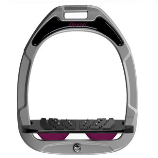 Strzemiona FLEX-ON Green Composite / Inclinet Ultra Grip - czarna skośna wkładka z bieżnikiem z kolcami / kolor ramki Grey - szary / elastomery Plum - śliwkowe