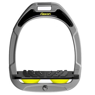 Strzemiona FLEX-ON Green Composite / Inclinet Ultra Grip - czarna skośna wkładka z bieżnikiem z kolcami / kolor ramki Grey - szary / elastomery Yellow - żółte