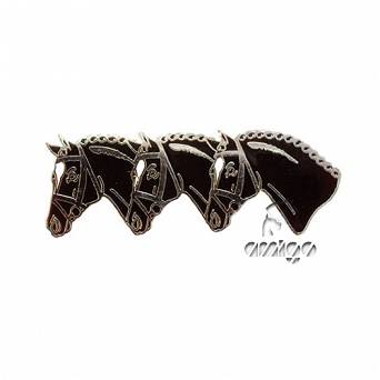 05E HAPY ROSSS Brooch 3 horseheads black/silver/ 30932